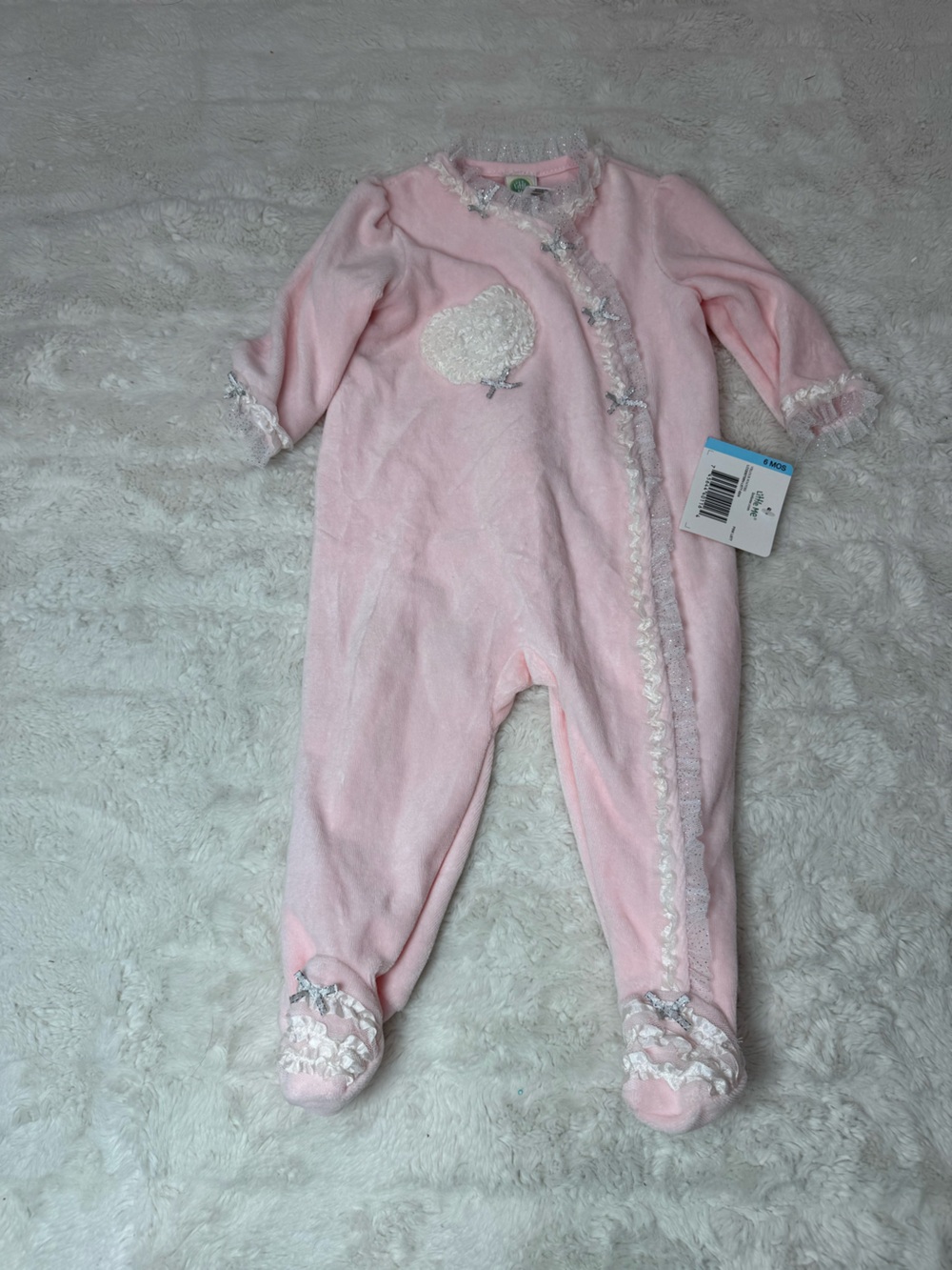 NWT Little Me Baby Pink One-Piece Footed Sleepsuit - Soft Plush